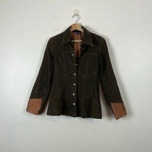 Legatte Jean Satin Cuffs Cotton Blazer Jacket Womens 11 Snap Closure Made Italy